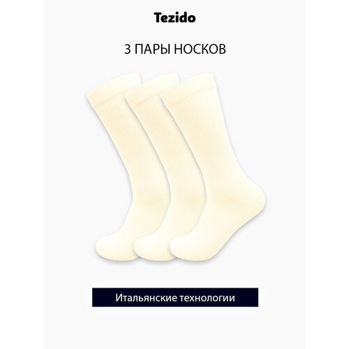 Носки Tezido, 3 пары, размер 36-40, бежевый носки tezido круги 36 40