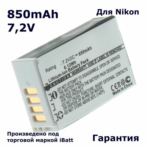 Аккумуляторная батарея iBatt iB-A1-F434 850mAh, для камер EN-EL22 аккумулятор для фотоаппарата nikon 1 j4 1 s2 en el22 7 2v 1500mah код mb088674