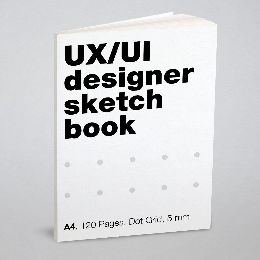 UI/UX Designer's SketchBook. A4, 120 Pages, Dot Grid. Блокнот в точку, скетчбук для дизайнеров А4, 120 стр., точка, сетка 5 мм
