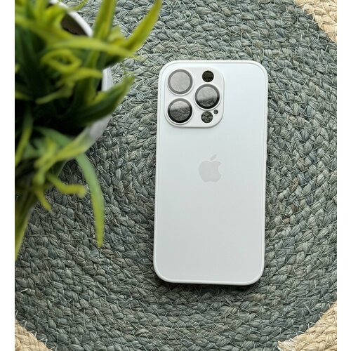 Чехол матовый AG Glass case Pearly White для IPhone 15 Pro с функцией MagSafe