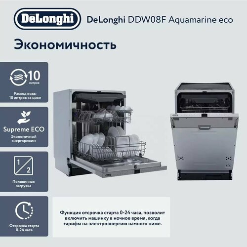 Встраиваемая посудомоечная машина DeLonghi DDW08F Aquamarine eco