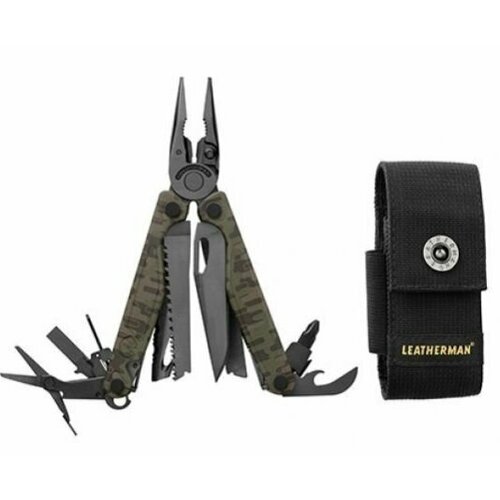 Leatherman CHARGE PLUS WOODLAND CAMO Мультитул c битами клипсой и чехлом