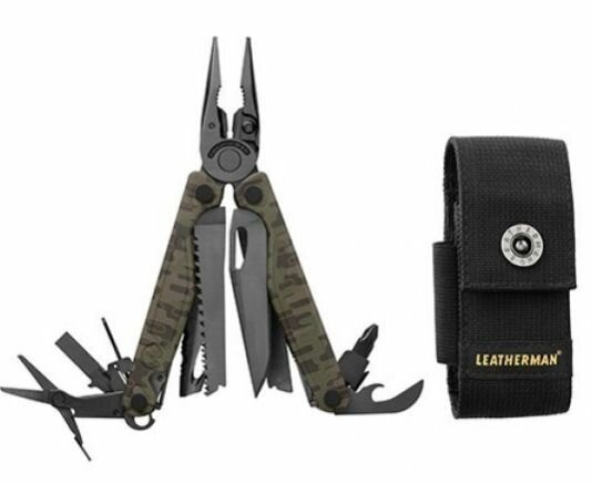Leatherman CHARGE PLUS WOODLAND CAMO Мультитул c битами клипсой и чехлом