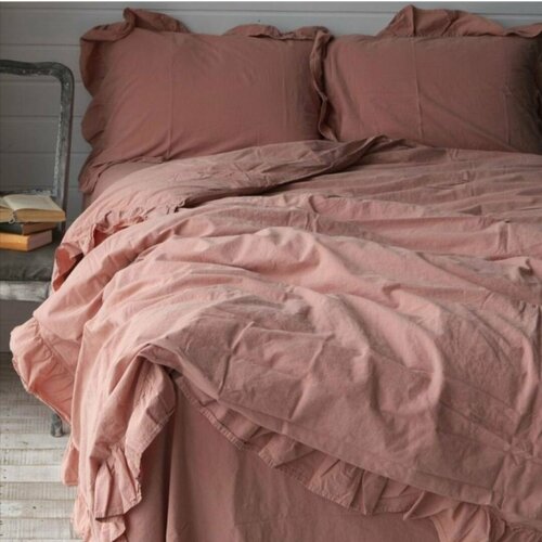 Комплект постельного белья евро LIMASSO HOME CONCEPT Вареный хлопок наволочки 50x70 Классически с оборками 14100₽