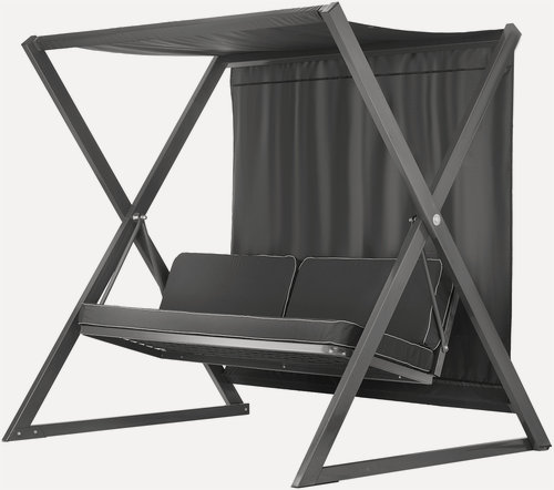 Изображение товара Качели садовые сакура 003 (серый графит/темно-серый/графит), 3х местные, нагрузка до 350 кг, чехол на молнии.