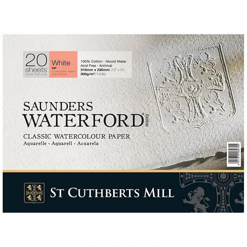 Склейка для акварели Saunders Waterford, 300 г/м², 31х23 см, 20 листов, белый