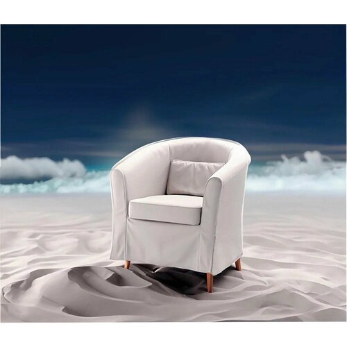 Чехол на кресло Тульста (TULLSTA) "Антикоготь Велюр пепельный". серый, белый