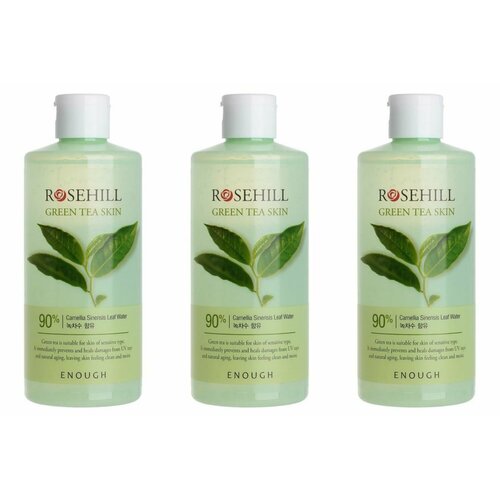 ENOUGH Тонер для лица с экстрактом зеленого чая RoseHill Green Tea Skin, 300 мл, 3 шт лосьон для лица с экстрактом зеленого чая rosehill green tea lotion 300мл