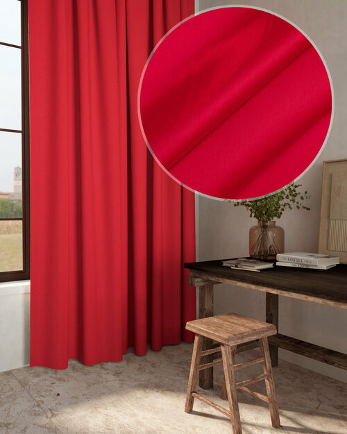 Штора для комнаты микро монорай р-р 170х270 цвет красный на шторной ленте