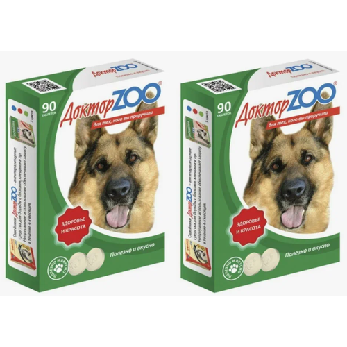 Мультивитаминное лакомство для собак Доктор ZOO Здоровье и красота с L-карнитином, 90 шт, 2 уп