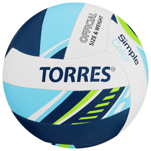 Мяч волейбольный TORRES Simple Color V323115, TPU, машинная сшивка, 18 панелей, р. 5 мяч волейбольный torres simple размер 5 синтетическая кожа тпу машинная сшивка бутиловая камера бело че