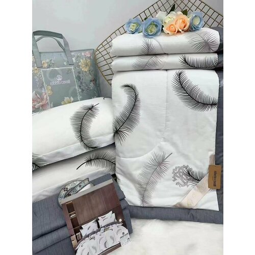 Комплект постельного белья с одеялом, Сатин-люкс, Евро, Roberto Cavalli наволочки 50x70 (Перья)