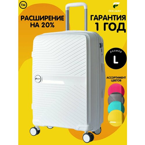 Чемодан FEELWAY, 90 л, размер L, белый чемодан feelway 127 л размер l черный