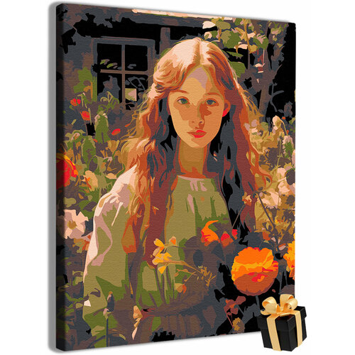 Картина по номерам девушка в цветочнике