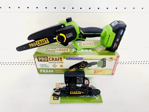 Изображение товара Аккумуляторная бесщеточная мини-пила сучкорез Procraft PKA44 в кейсе, 2шины/2цепи, 20В