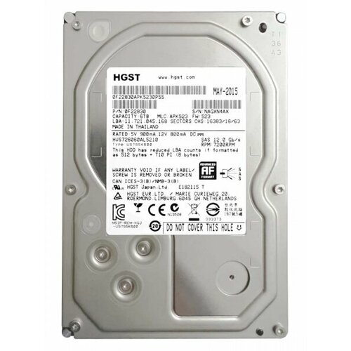 Жесткий диск HGST 0F22830 6Tb 7200 SAS 35 HDD 29480₽
