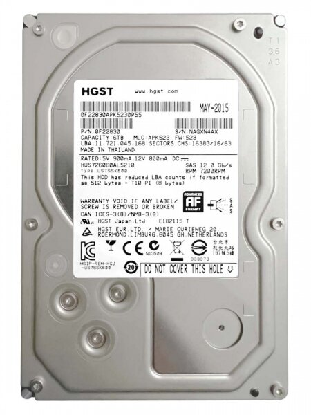 Жесткий диск HGST 0F22830 6Tb 7200 SAS 3,5" HDD