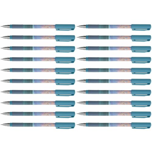 LOREX Ручка гелевая Fluffy Sky Slim Soft Grip, цвет чернил синий, круглый корпус, грип, 0,5 мм, 20 шт микс, синий