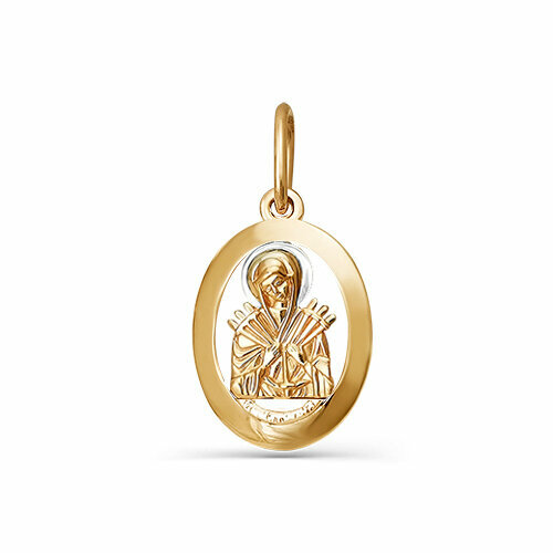 Подвеска ЗлатаМира, комбинированное золото, 585 проба икона божья матерь семистрельная 27 х 32 см