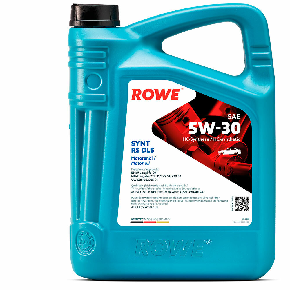 Масло моторное ROWE HIGHTEC SYNT RS DLS SAE 5W-30 (4л) ROWE-5W30-H-DLS-4L