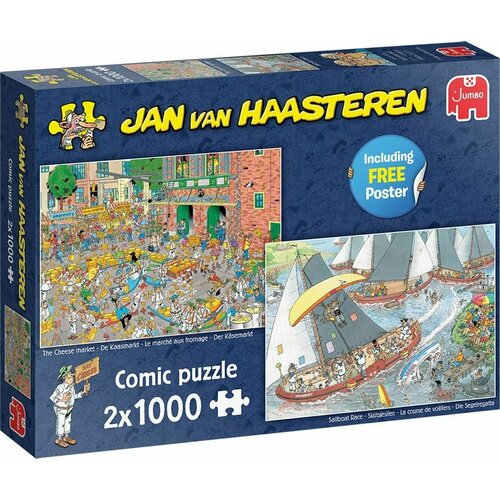 Пазл для взрослых Jumbo 2х1000 деталей: Голландские традиции пазл jumbo 1000 деталей почти готово jan van haasteren