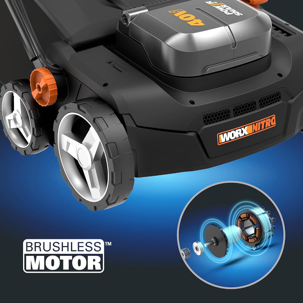 Аккумуляторный скарификатор-аэратор с бесщёточным мотором Worx Nitro WG855E.9, 40 В, ширина обработки 36 см, без АКБ и ЗУ - фотография № 6