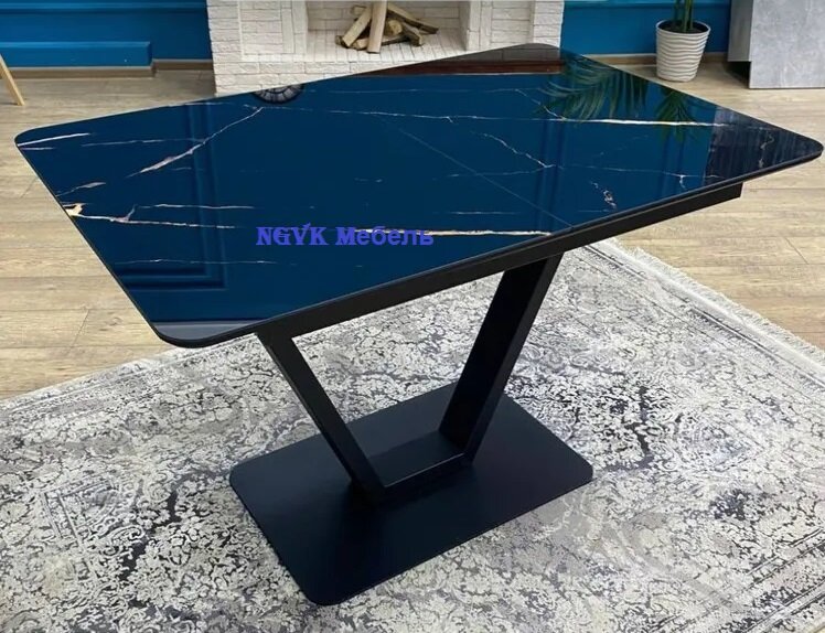 Стол кухонный NGVK "Бабочка", черный мрамор, МДФ, 120x80х77 см — фото 1