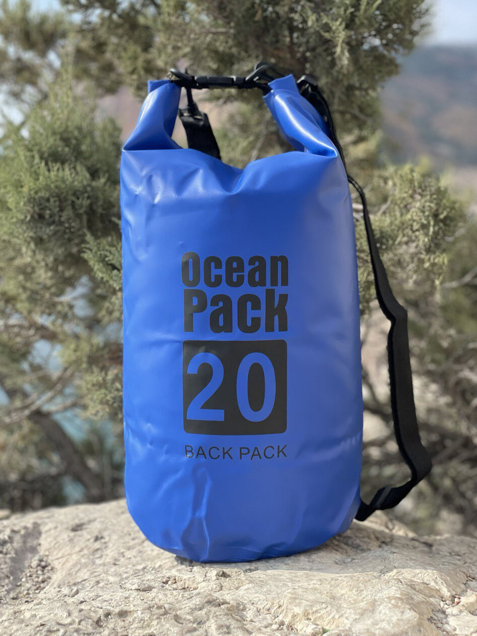 Непромокаемая водонепроницаемая герметичная сумка мешок Ocean Pack 20 литров (20 л) с клапаном и лямками