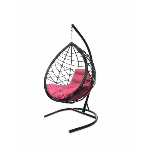Подвесное кресло M-group капля лори, с ротангом чёрное розовая подушка подвесное кресло белое m group капля лори ротанг 11530108 розовая подушка
