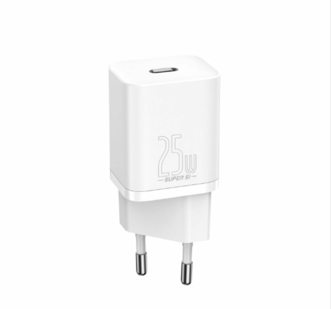 Зарядное устройство BASEUS Super Si USB-C + Кабель Туре-С-Туре-С, 3А, 25W, Белый