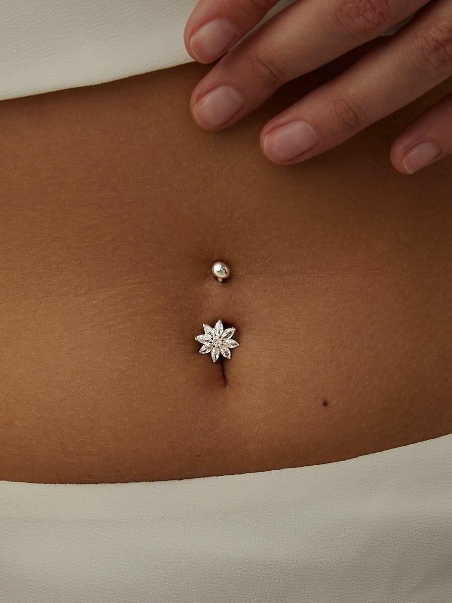 Пирсинг в пупок MIESTILO в пупок ювелирный с камнями цветок 