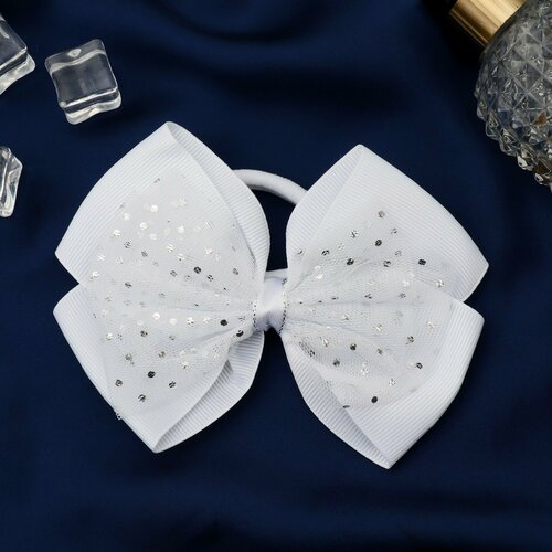 Резинка для волос бант Школьница сияние классика 9х13 см белый 6шт 721₽