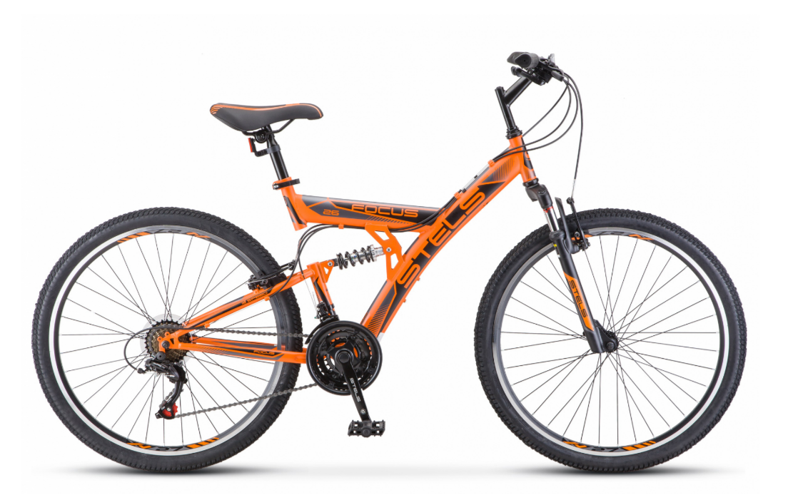 Велосипед Stels FOCUS V 18-sp 26" Рост 18" оранжевый/черный Сталь