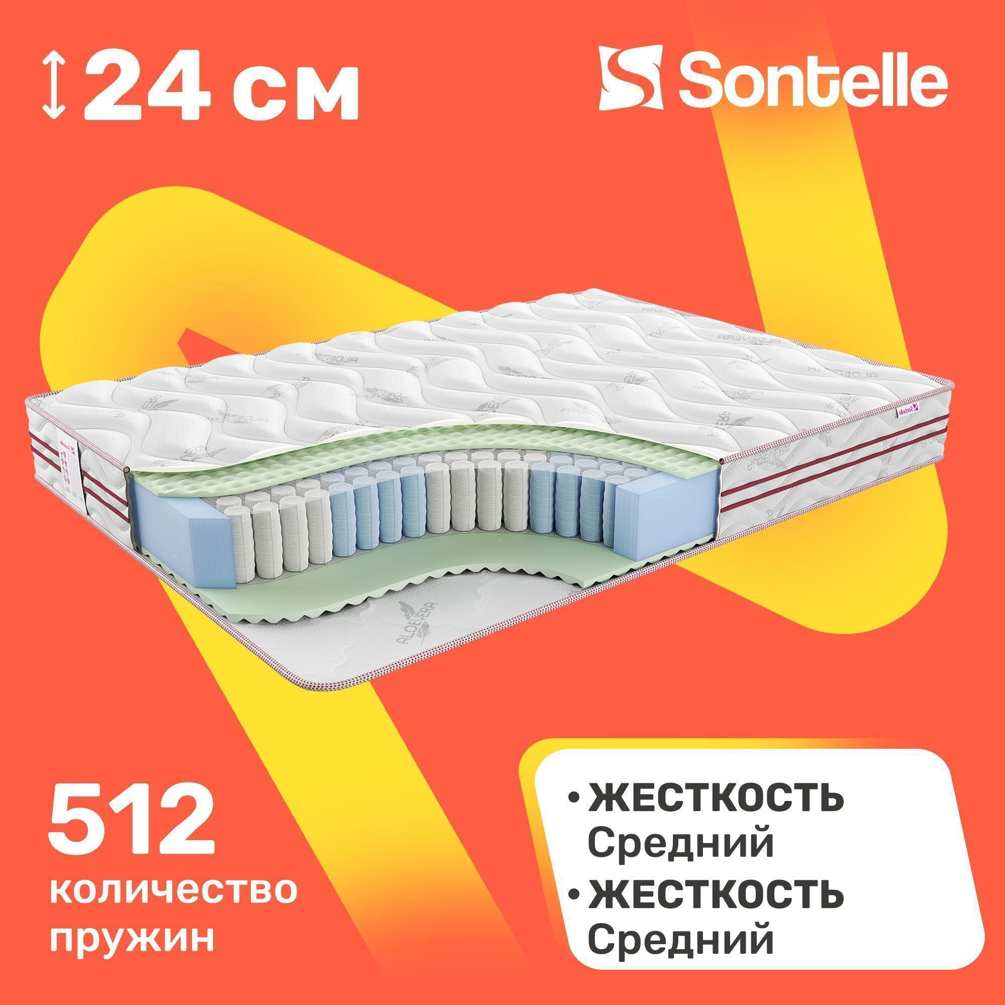 Матрас с независимыми пружинами Sontelle Sante Dual comfort R 90x200