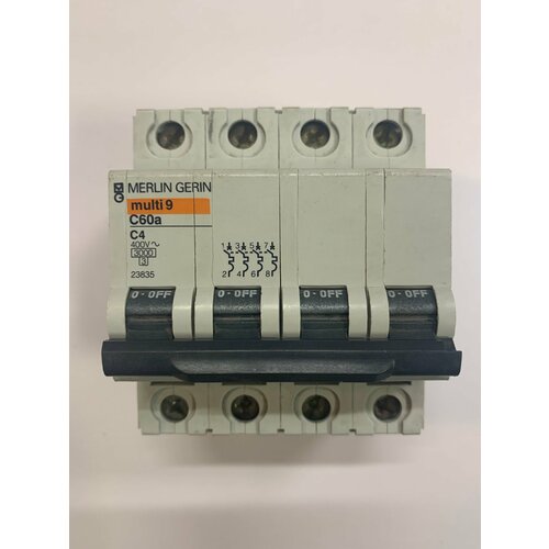 Автоматический выключатель Merlin Gerin серия Multi 9 C60a, 4 полюса, 4 ампера, кривая C