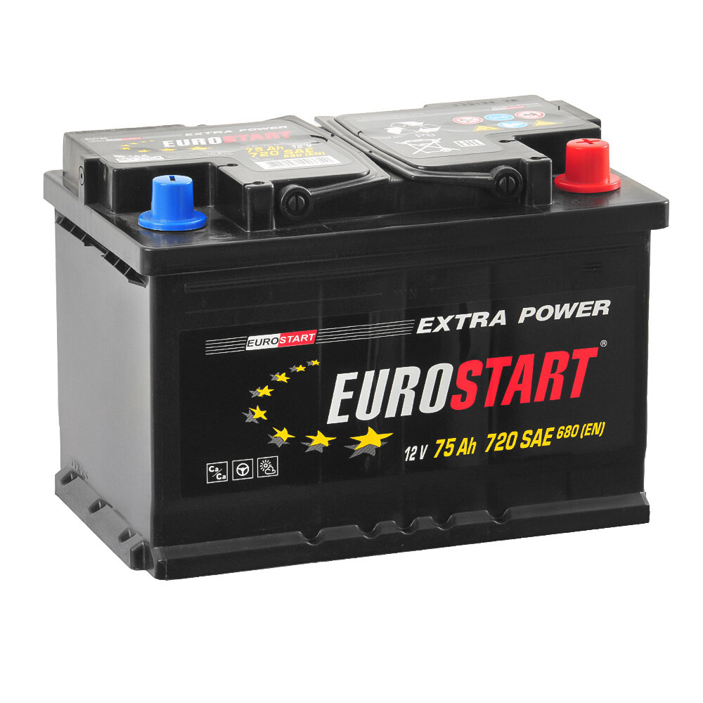 Аккумулятор EUROSTART EXTRA POWER 75 Ач 680А О/П EU750