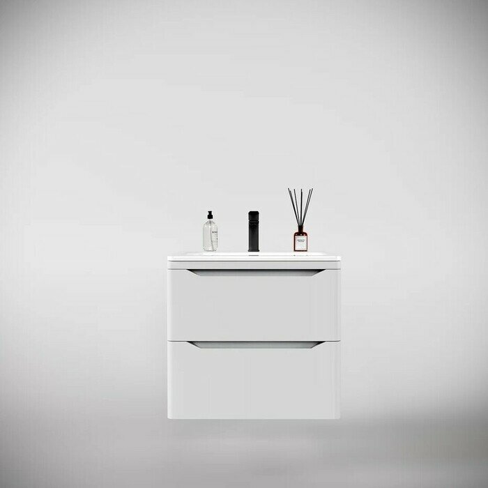 фото Тумба с раковиной Style line Марелла 60х40 подвесная, белая матовая (СС-00002404, СС-00002367)