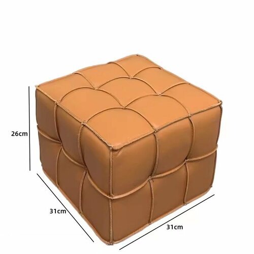 Квадратный кожаный пуф в стиле Cube Leather ottoman натуральная кожа оранжевый цвет 323226 см 22545₽