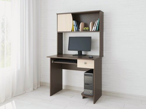 Изображение товара Стол компьютерный с надстройкой тэкс Грета-4, цвет венге/дуб сонома