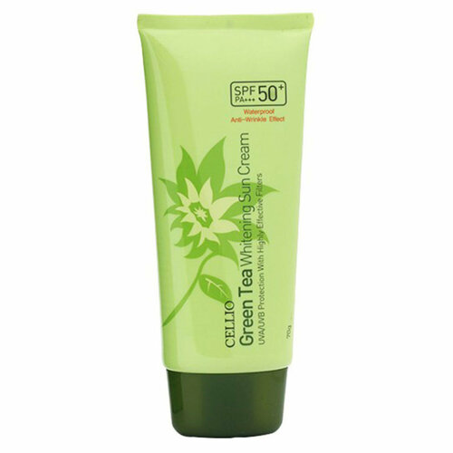 Cellio Green tea whitening sun 50+ PA+++ Крем солнцезащитный с зеленым чаем - 70 мл
