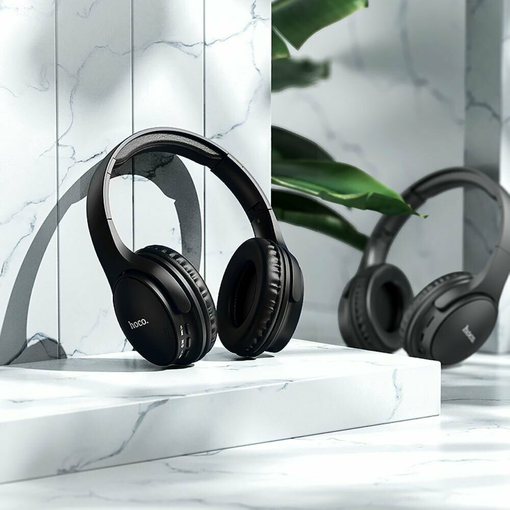 Bluetooth гарнитура HOCO W40 Mighty BT5.3, AUX/microSD/Type-C, накладная, громкость +/- (черный) — фото 1