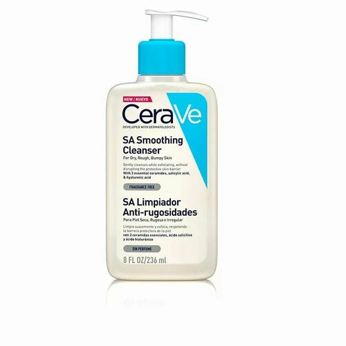 Смягчающий Очищающий гель для умывания CeraVe SA Smoothing Cleanser для сухой грубой бугристой кожи лица и тела 236 мл с салициловой и гиалуроновой кислотой 1шт 3900₽
