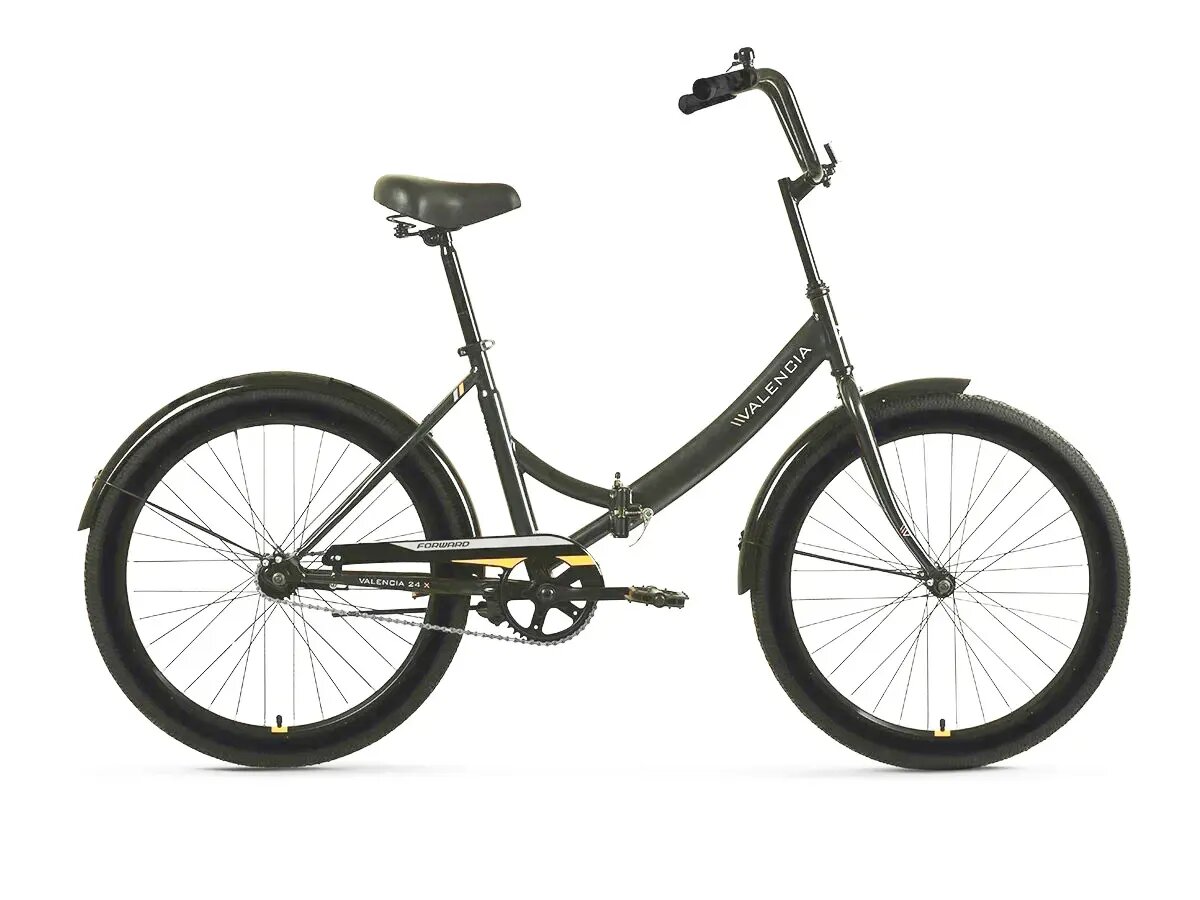 фото Велосипед FORWARD VALENCIA 24 X (24" 1 ск. рост. 16") 2024, черный-мат/золотистый