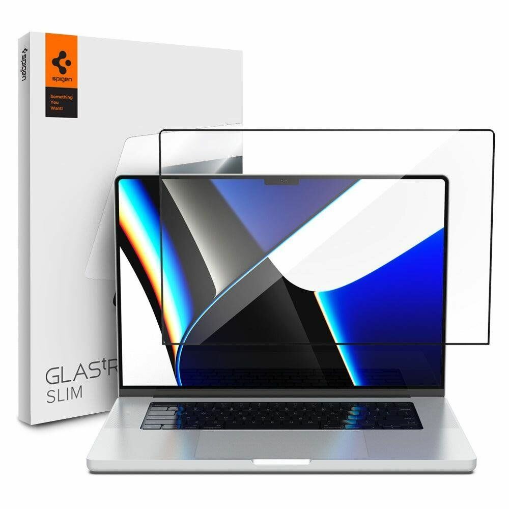 Защитное стекло Spigen на Apple MacBook Pro 14 (2023/2021) (AGL04234) GLAS.tR Slim / Спиген Стекло для Эпл Макбук Про 14 Олеофобное, Прозрачный, 1 шт