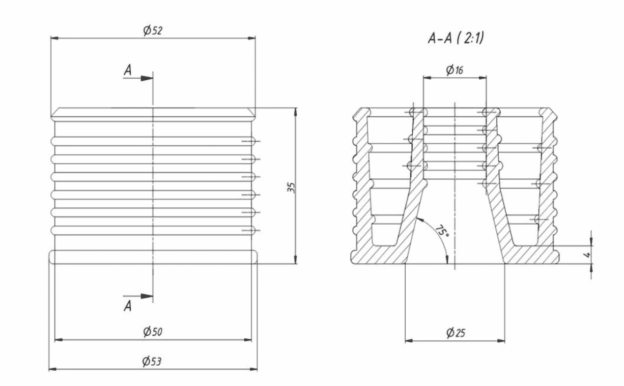 Манжет для канализационной трубы R-50х16мм — фото 1