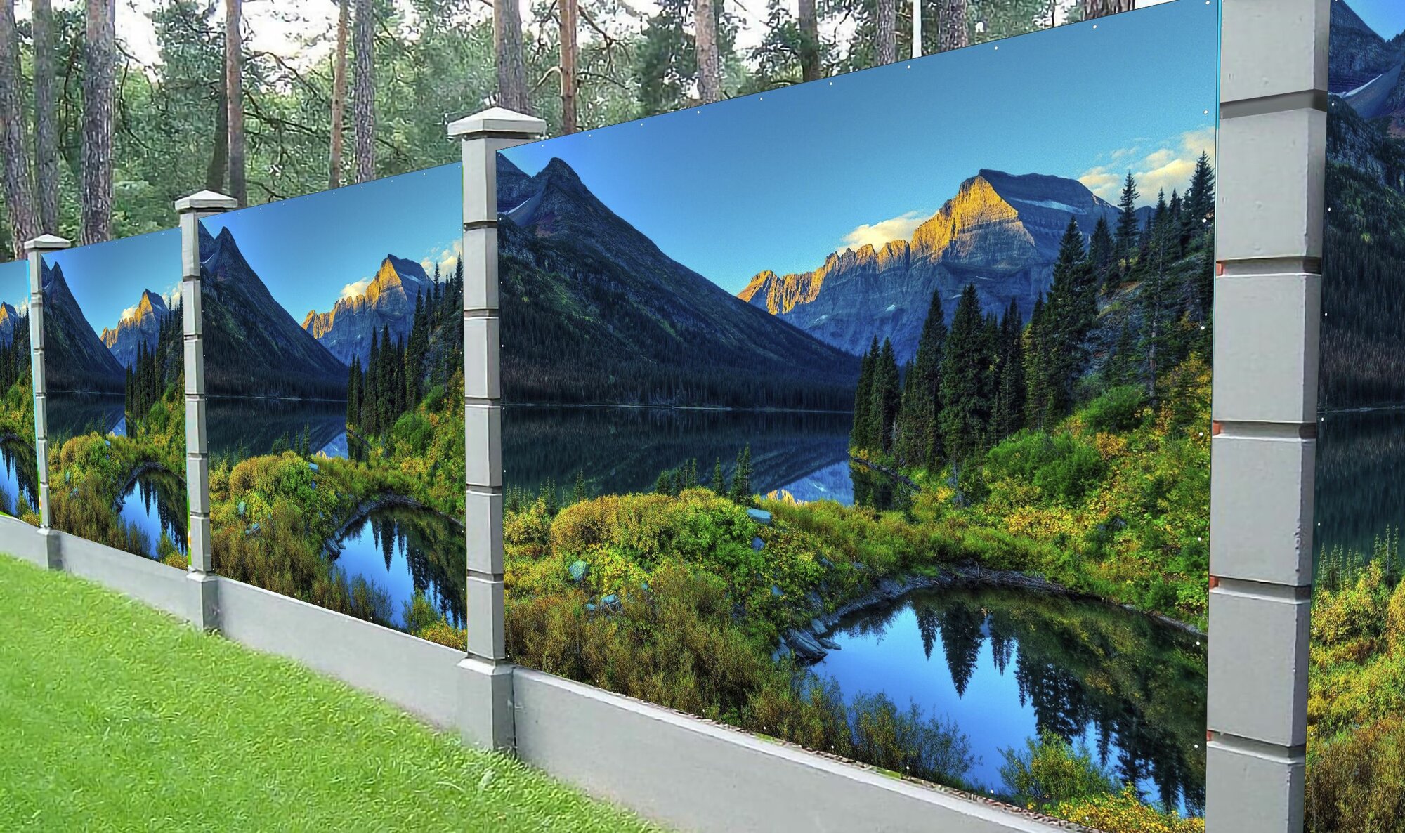 Фотосетка для забора, фасада Фотофасад с люверсами 3 х 2,4 м