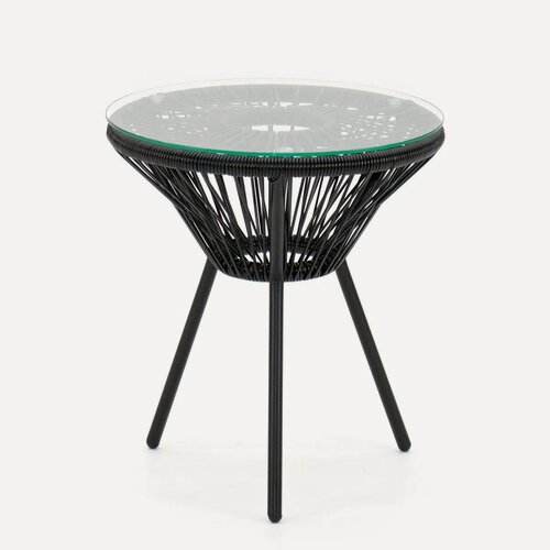 Изображение товара Кофейный стол KORNERA "Акапулько", каркас черный, искусственный ротанг черный