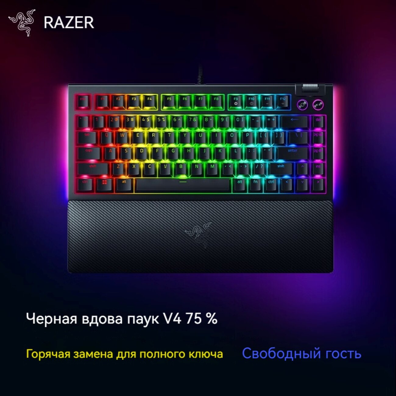 Механическая клавиатура Razer Blackwdow V4, конфигурация 75%, оранжевая ...