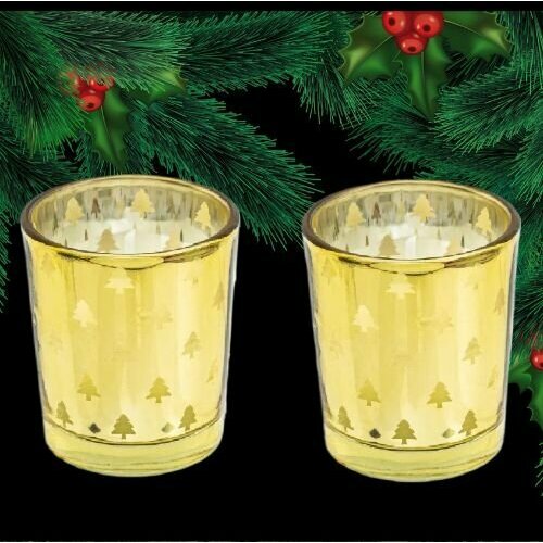 2шт Свеча новогодняя в подсвечнике Снежное кружево золотой 672₽