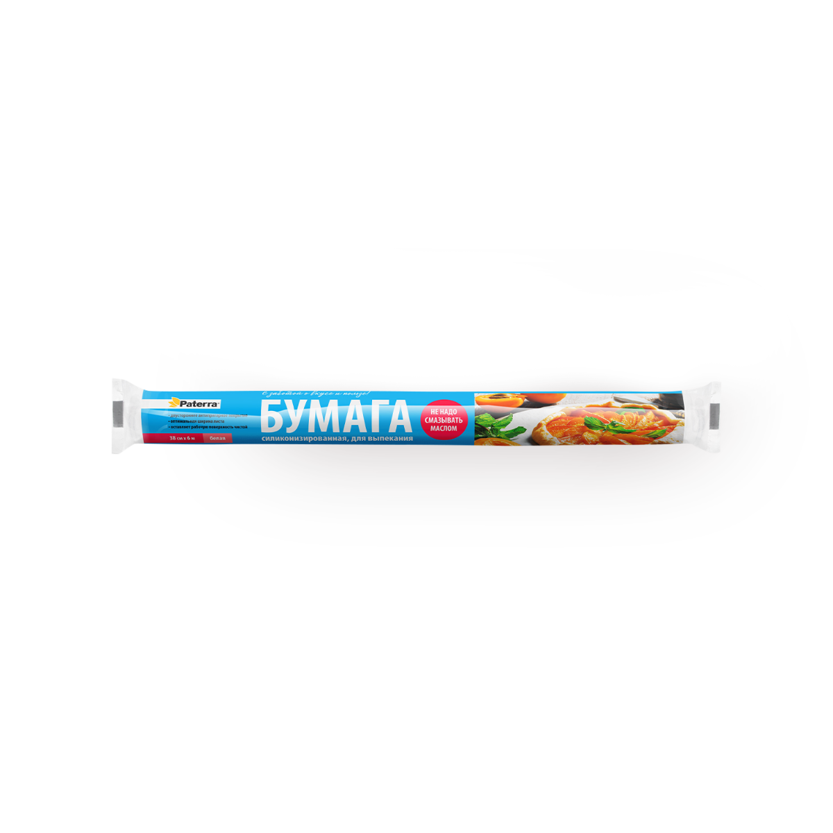 Бумага для выпекания Paterra, силиконизированная, 38x6 м, белая
